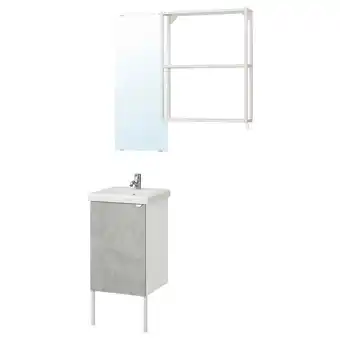 IKEA Enhet / tvällen bathroom furniture, set of 10, concrete effect/white pilkån tap, 44x43x87 cm offer