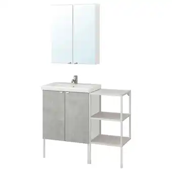 Enhet / tvällen bathroom furniture, set of 14, concrete effect/white pilkån tap, 102x43x87 cm