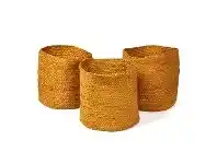 LivingStyles Vintage Design Homeware Asher 3 Piece Jute Basket Set, Medium, Ochre offer