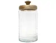 LivingStyles Adora Glass Jar with Mango Wood Lid, Medium offer