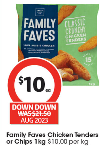 Coles Family Faves Chicken Tenders or Chips 1kg offer
