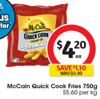 Coles McCain Quick Cook Fries 750g offer