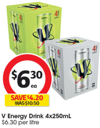 Coles V Energy Drink 4x250mL offer