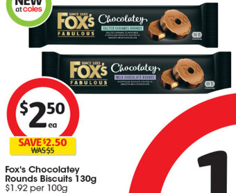 Coles Fox's Chocolatey Rounds Biscuits 130g offer