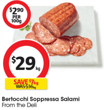 Coles Bertocchi Soppressa Salami offer