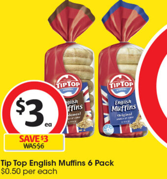 Tip Top English Muffins 6 Pack