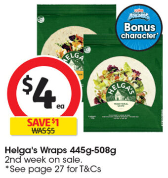 Coles Helga's Wraps 445g-508g offer