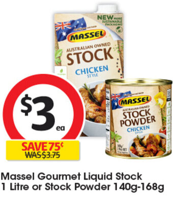 Coles Massel Gourmet Liquid Stock 1 Litre or Stock Powder 140g-168g offer