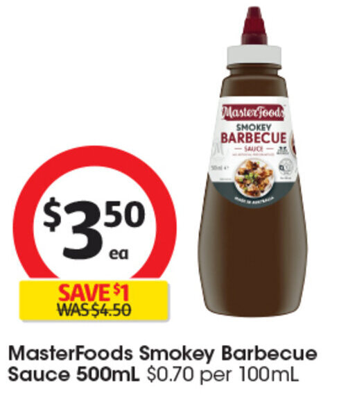 MasterFoods Smokey Barbecue Sauce 500mL offer at Coles