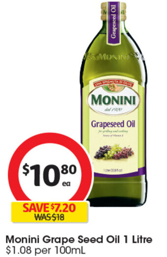 Coles Monini Grape Seed Oil 1 Litre offer