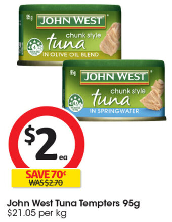 Coles John West Tuna Tempters 95g offer