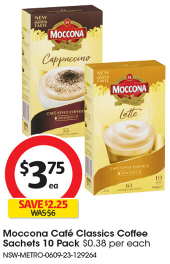 Coles Moccona Café Classics Coffee Sachets 10 Pack offer