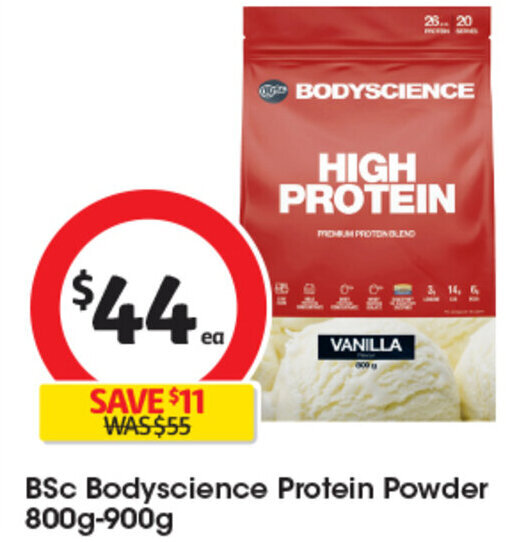 BSc Bodyscience Protein Powder 800g900g offer at Coles