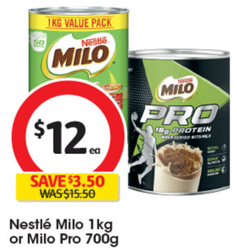 Coles Nestlé Milo 1kg or Milo Pro 700g offer