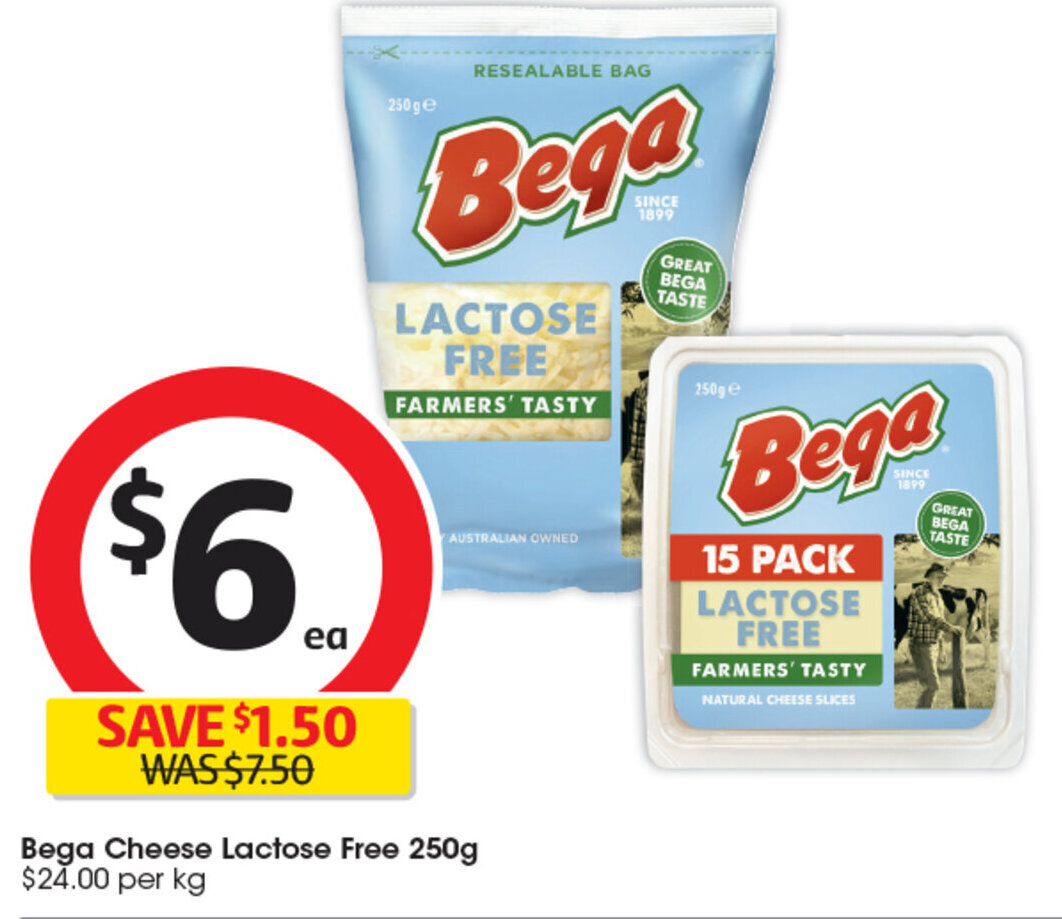 Bega Cheese Lactose Free 250g offer at Coles