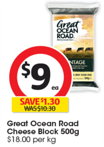 Coles Great Ocean Road Cheese Block 500g offer