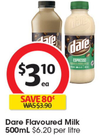 Coles Dare Flavoured Milk 500mL offer