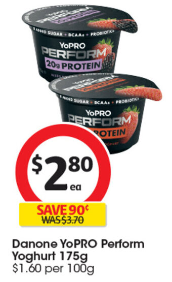 Coles Danone YoPRO Perform Yoghurt 175g offer