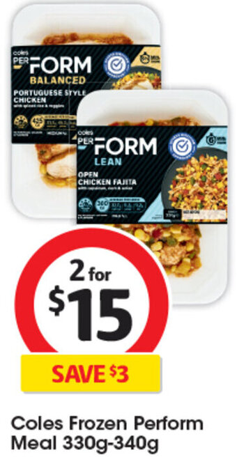 Coles Coles Frozen Perform Meal 330g-340g offer