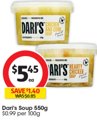 Coles Dari's Soup 550g offer