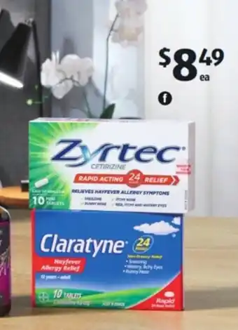 ALDI Zyrtec or Claratyne 10pk - 10912, 10913 offer