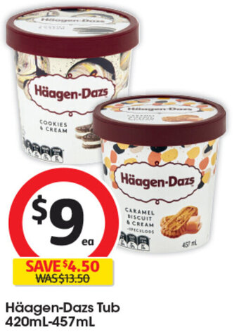 Coles Häagen-Dazs Tub 420mL-457mL offer