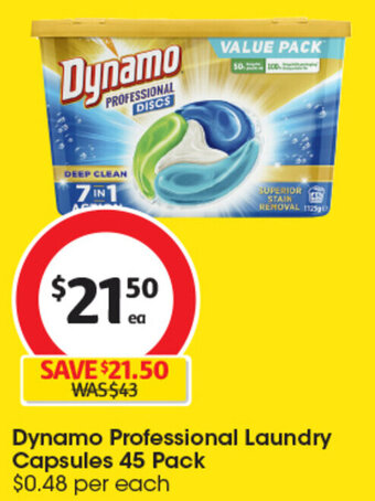 Coles Dynamo Professional Laundry Capsules 45 Pack offer