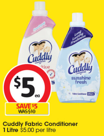 Coles Cuddly Fabric Conditioner 1 Litre offer