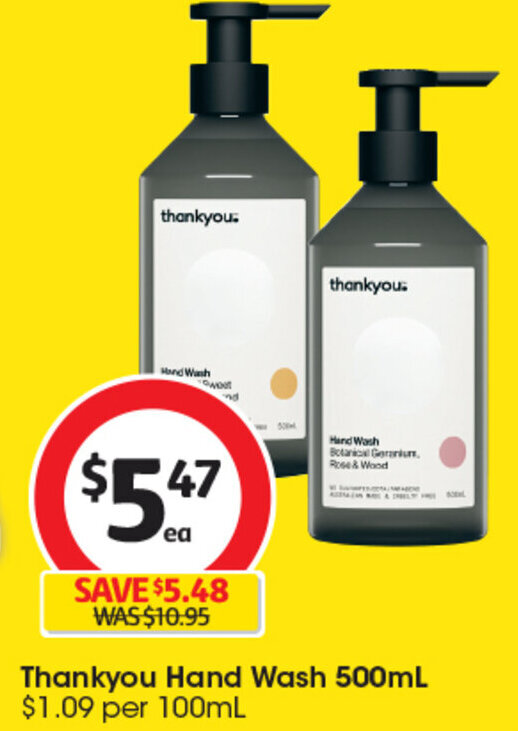 Thankyou Hand Wash 500mL offer at Coles