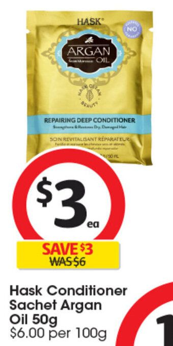Coles Hask Conditioner Sachet Argan Oil 50g offer