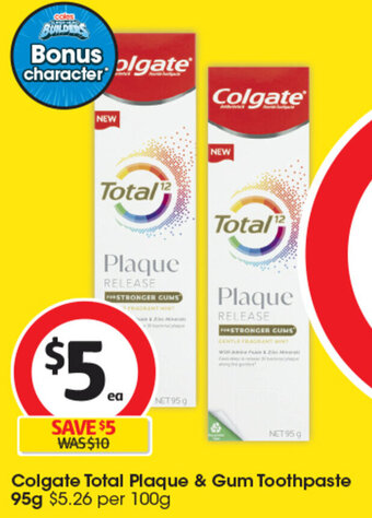 Coles Colgate Total Plaque & Gum Toothpaste 95g offer