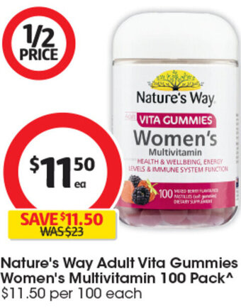 Coles Nature's Way Adult Vita Gummies Women's Multivitamin 100 Pack^ offer