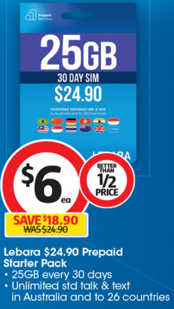 Coles Lebara Prepaid Starter Pack offer