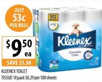 Supabarn KLEENEX TOILET TISSUE 18 pack offer