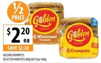 Supabarn GOLDEN CRUMPETS SELECTED VARIETIES 300g offer
