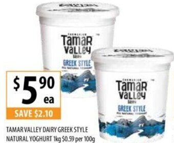 Supabarn TAMAR VALLEY DAIRY GREEK STYLE NATURAL YOGHURT 1kg offer