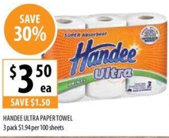 Supabarn HANDEE ULTRA PAPER TOWEL 3 pack offer