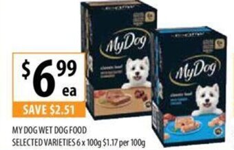 MY DOG WET DOG FOOD SELECTED VARIETIES 6 x 100g
