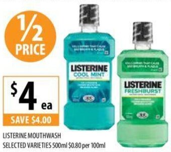 Supabarn LISTERINE MOUTHWASH SELECTED VARIETIES 500ml offer