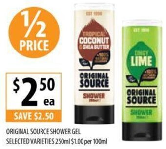 ORIGINAL SOURCE SHOWER GEL SELECTED VARIETIES 250ml