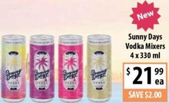 Sunny Days Vodka Mixers 4 x 330 ml