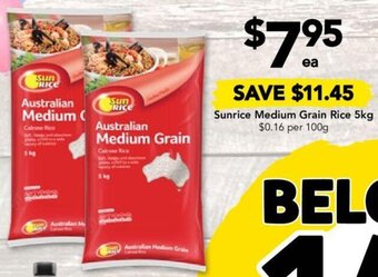 Drakes Sunrice Medium Grain Rice 5kg offer