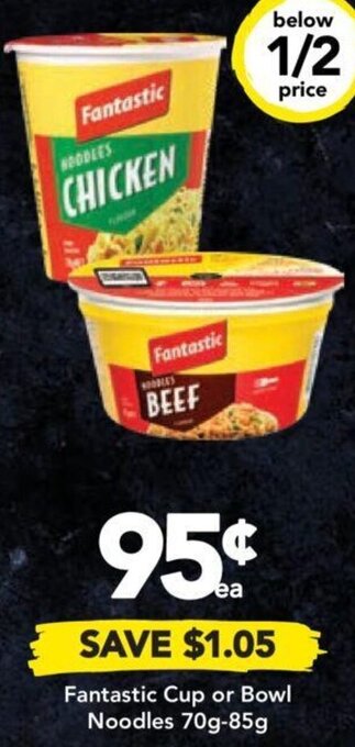 Drakes Fantastic Cup or Bowl Noodles 70g-85g offer
