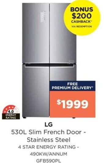530L Slim French Door- Stainless Steel