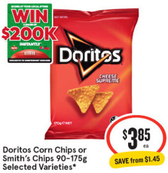 IGA Doritos Corn Chips or Smith's Chips 90-175g Selected Varieties offer