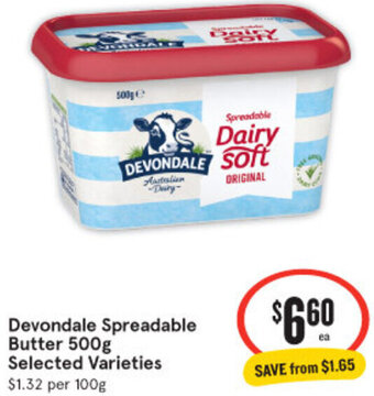 IGA Devondale Spreadable Butter 500g Selected Varieties offer