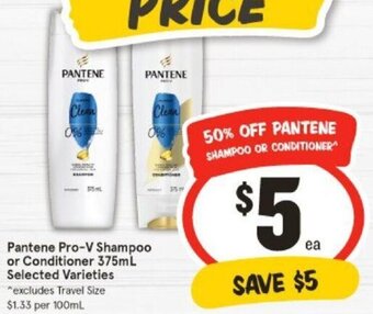 Pantene Pro-V Shampoo or Conditioner 375mL Selected Varieties