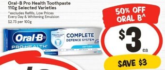 Oral-B Pro Health Toothpaste 110g Selected Varieties