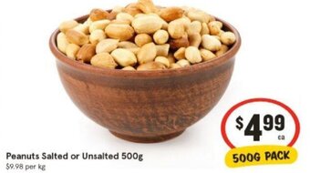 IGA Peanuts Salted or Unsalted 500g offer
