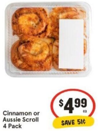 IGA Cinnamon or Aussie Scroll 4 Pack offer